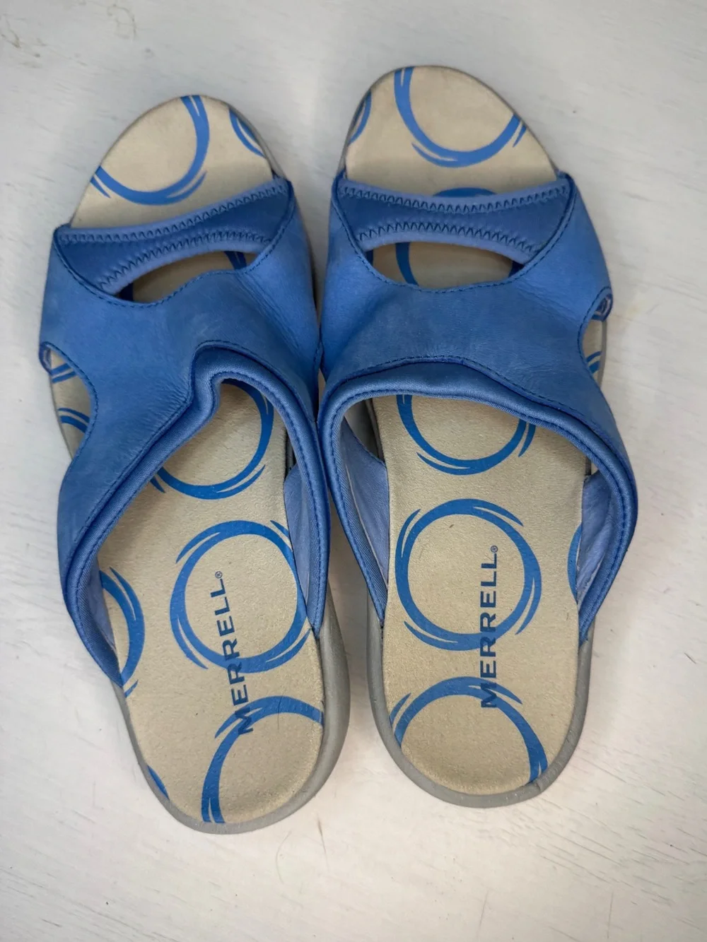 Merrell Women’s Size Open-Toe Slide Sandal Palmetto Blue Gray Comfort Shoe